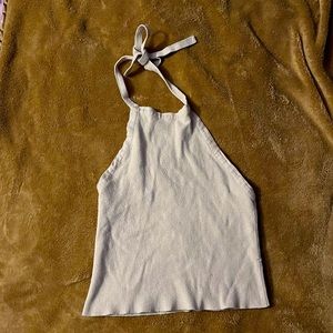 Tan plain haltered crop top